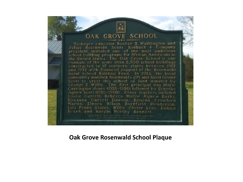 Oak Grove Historic Plaque